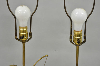 Antique French Victorian Moreau Figural Metal Boy and Girl Table Lamps - a Pair