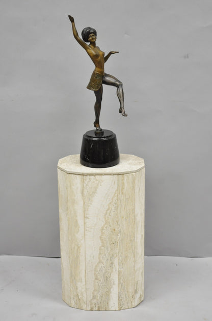 Vintage Reproduction French Art Deco Style Bronze Flapper Dancer Figure Statue