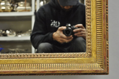 Vintage Italian Hollywood Regency Gold Giltwood Large Rectangular Wall Mirror