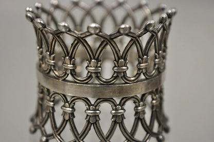 Antique English Victorian Silver Plated Fretwork Crown Napkin Rings - a Pair