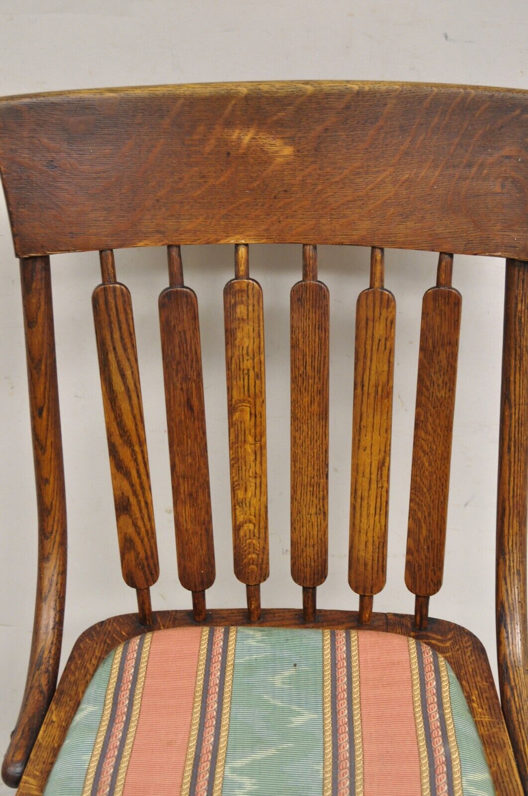 Antique Mission Arts & Crafts Oak Bentwood Slat Back Dining Side Chair