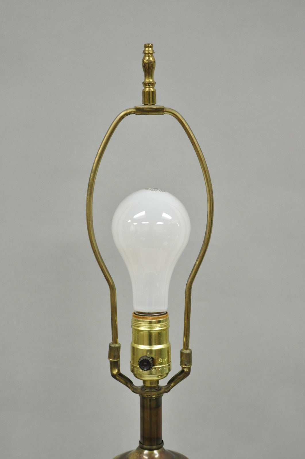 Vintage French Empire Style Crystal Glass Column Brass "Oil Lamp" Table Lamp
