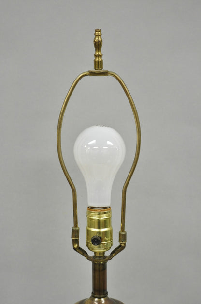 Vintage French Empire Style Crystal Glass Column Brass "Oil Lamp" Table Lamp