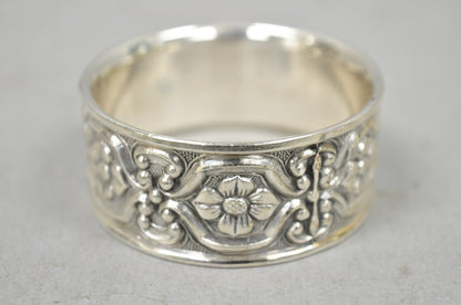 Vintage Victorian Style Silver Plated Floral Embossed Napkin Rings - Set of 12
