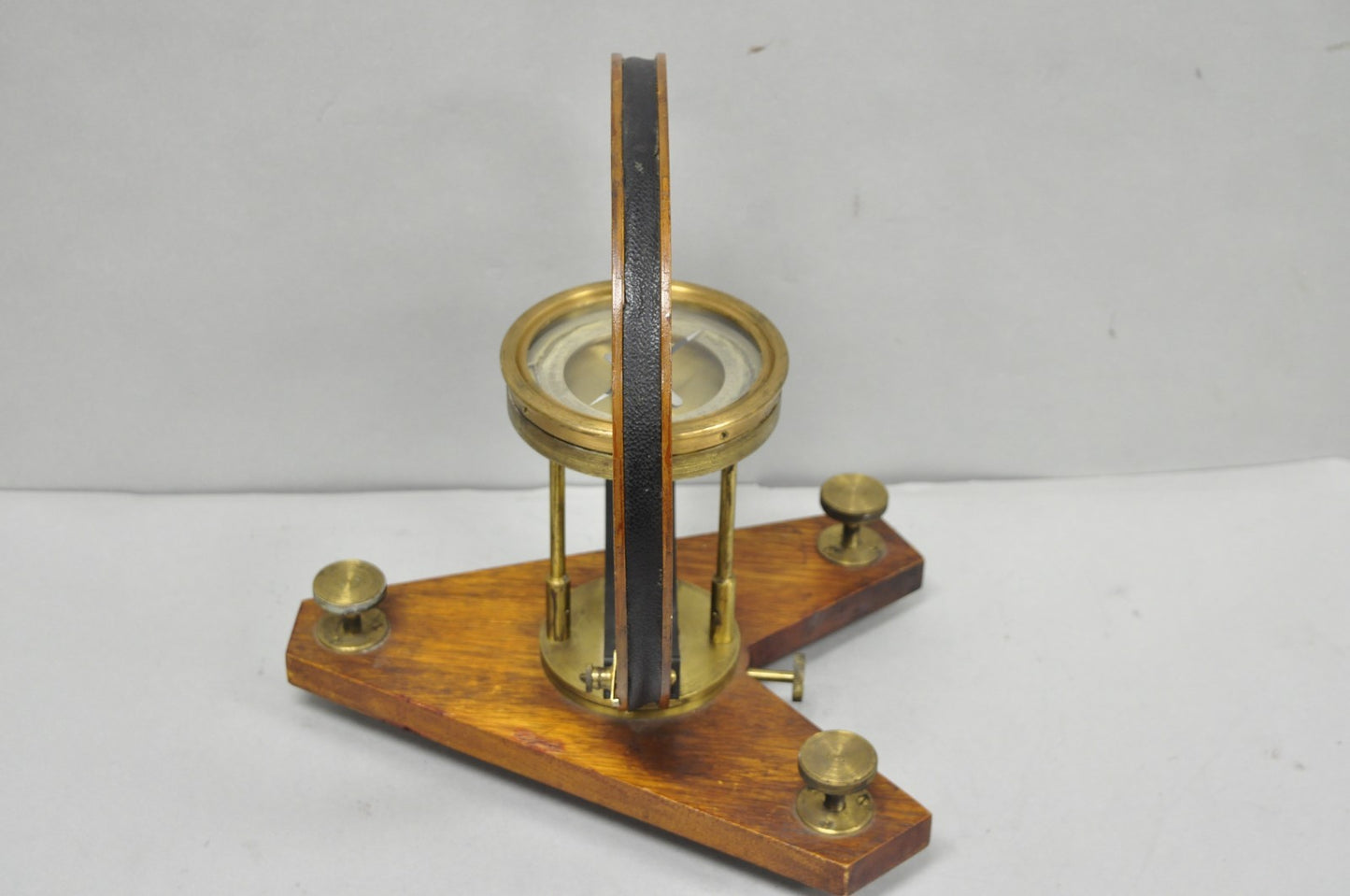 Antique Victorian Wood & Brass Tangent Galvanometer Lab Electrical Equipment