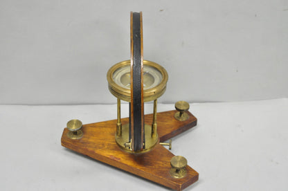 Antique Victorian Wood & Brass Tangent Galvanometer Lab Electrical Equipment
