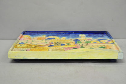 Vintage Yair Emanuel Judaica Hand Painted Wood Challah Board Made in Israel