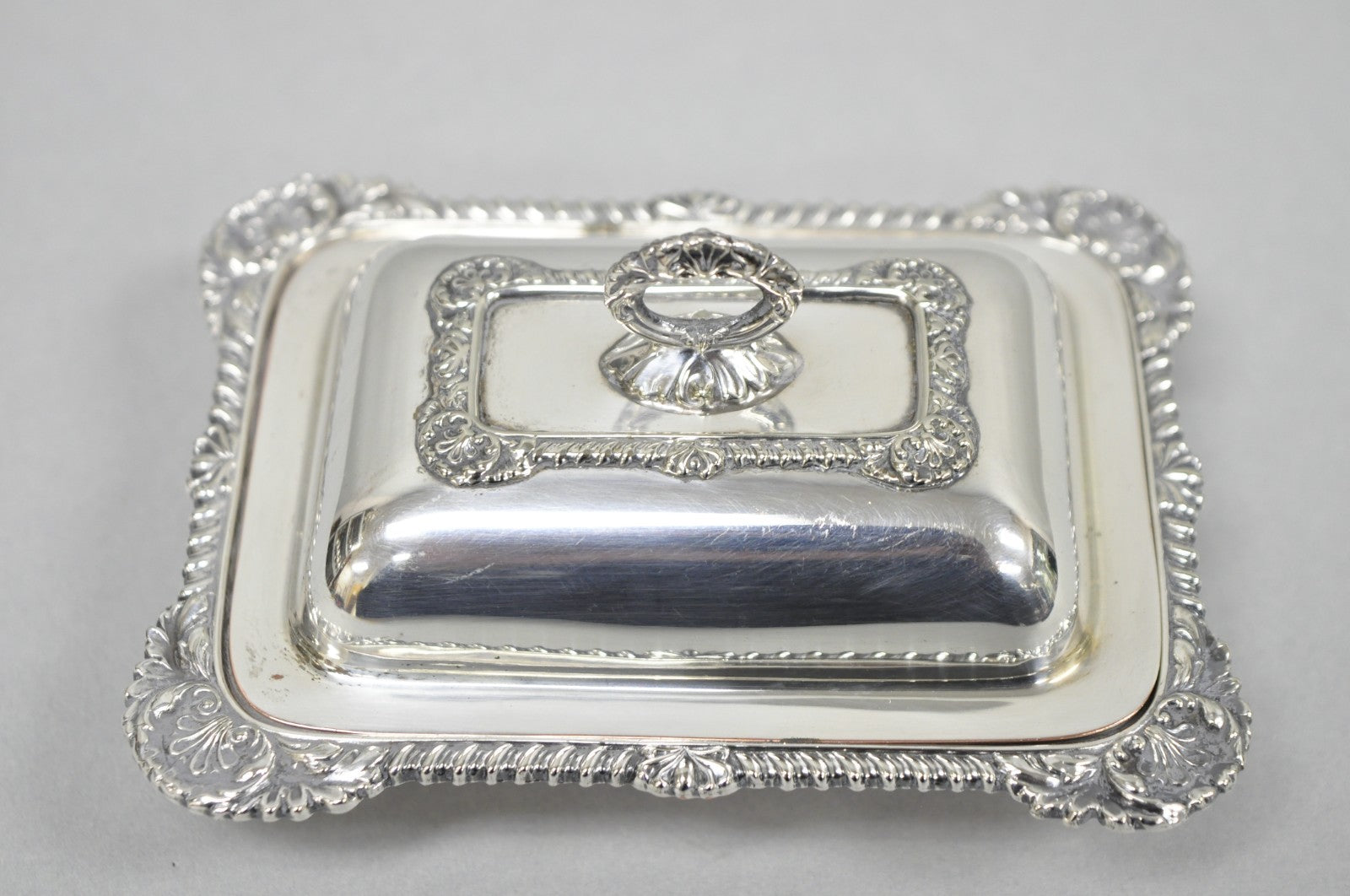 Vintage Miniature Sheffield England Silver Plated Covered Serving Dish Platter