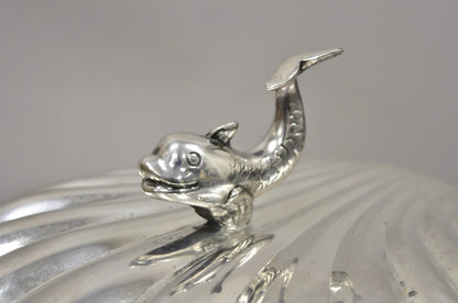 Vintage Eton Dolphin Handle Clam Shell Silver Plated Electrified Serving Warmer