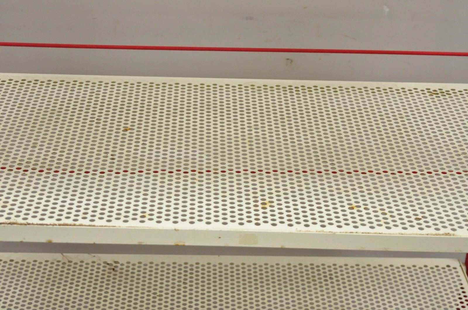 Vintage Hostess Red Metal Perforated 4 Shelf Folding Display Shelf Stand