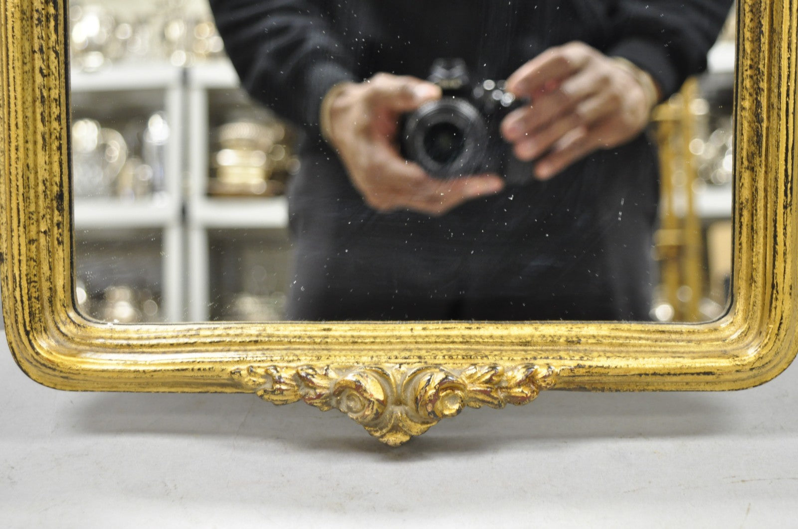 Vintage Bombay Co French Victorian Gold Ribbon Small Narrow Arch Wall Mirror