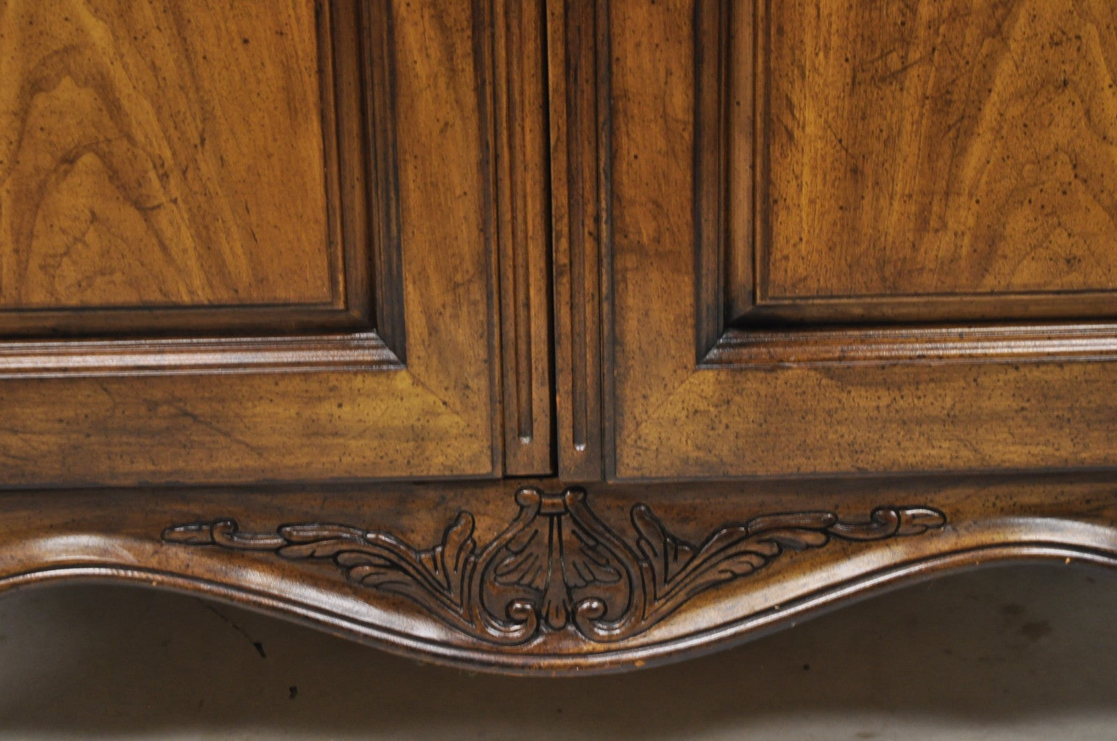 Vintage French Country Style Tall Walnut Armoire Dresser Wardrobe by White Furn.