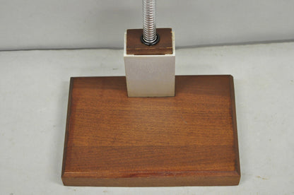 Vintage Mid Century Modern Gooseneck Walnut Base Brown Mad Men Desk Lamp