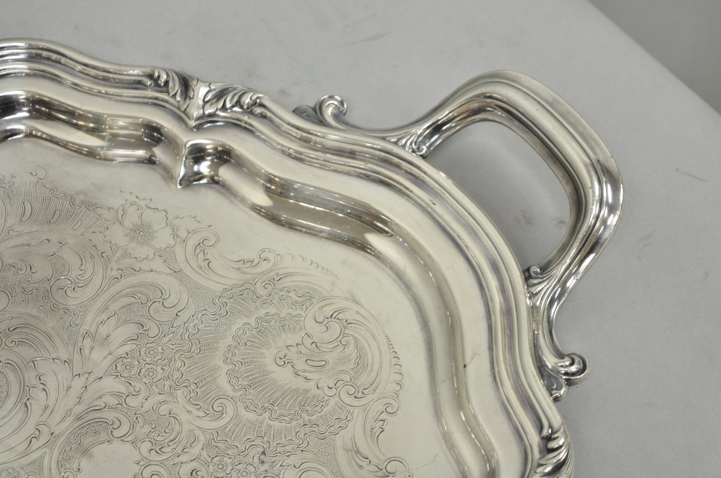 Antique Reed & Barton Winthrop Silver Plated Victorian Bar Serving Platter Tray