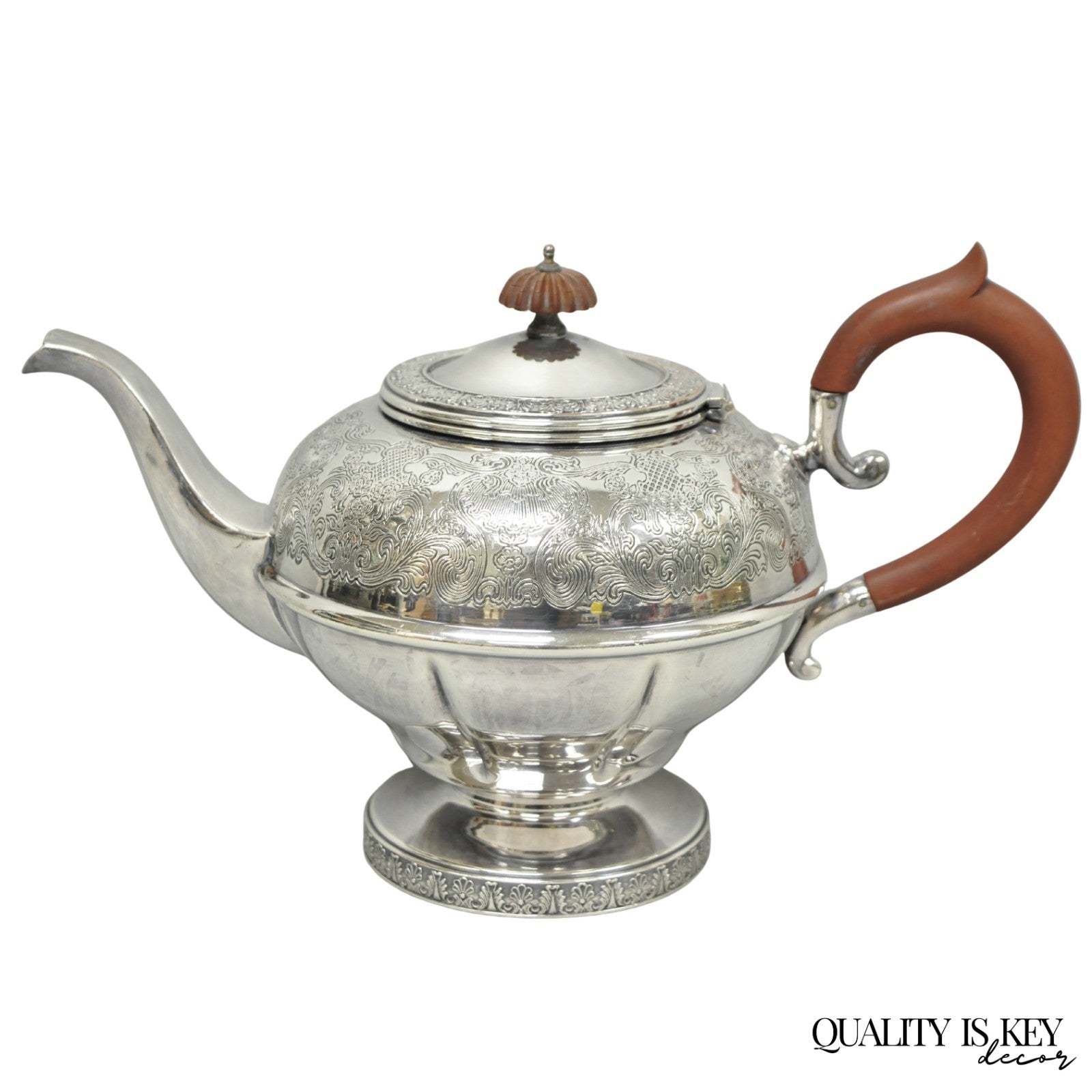 Vintage Sheffield Acanthus Pattern Silver Plated Coffee Teapot Tea Kettle