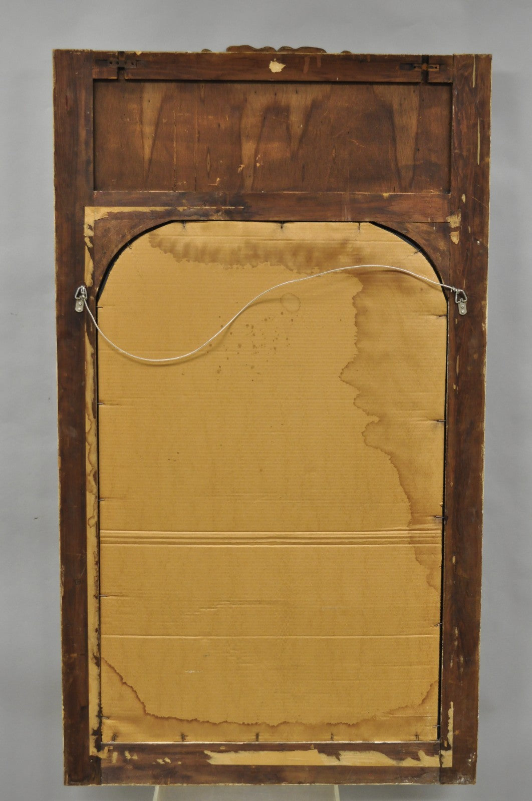 Antique French Louis XV Style Cream & Gold Gilt Drape Ribbon Trumeau Wall Mirror