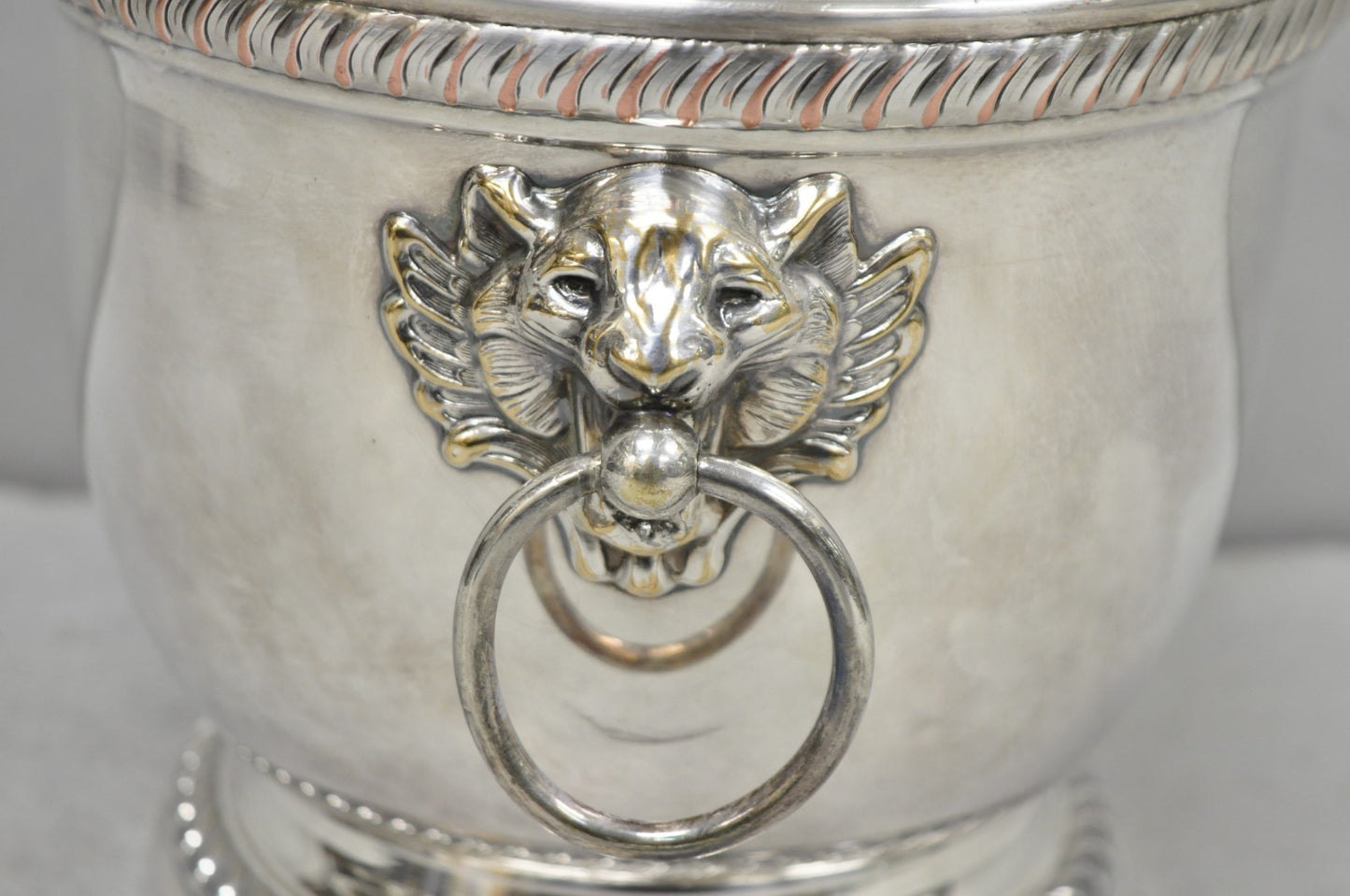 Poole English Regency Silver Plated Lion Head Champagne Chiller Ice Bucket