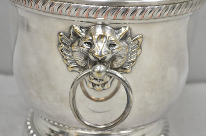 Poole English Regency Silver Plated Lion Head Champagne Chiller Ice Bucket