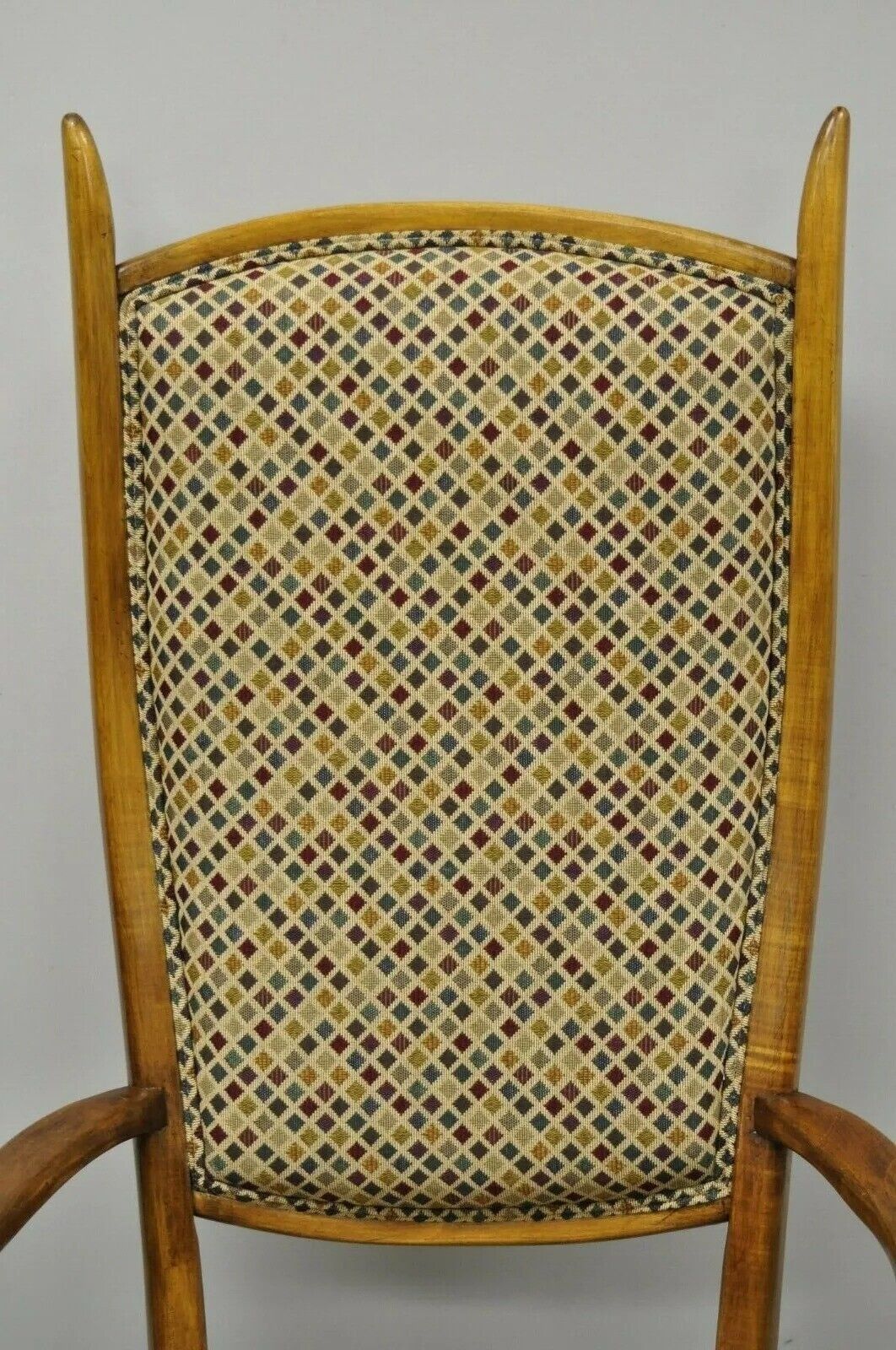 Vintage Edward Wormley Style Mid Century Modern High Back Maple Arm Chair
