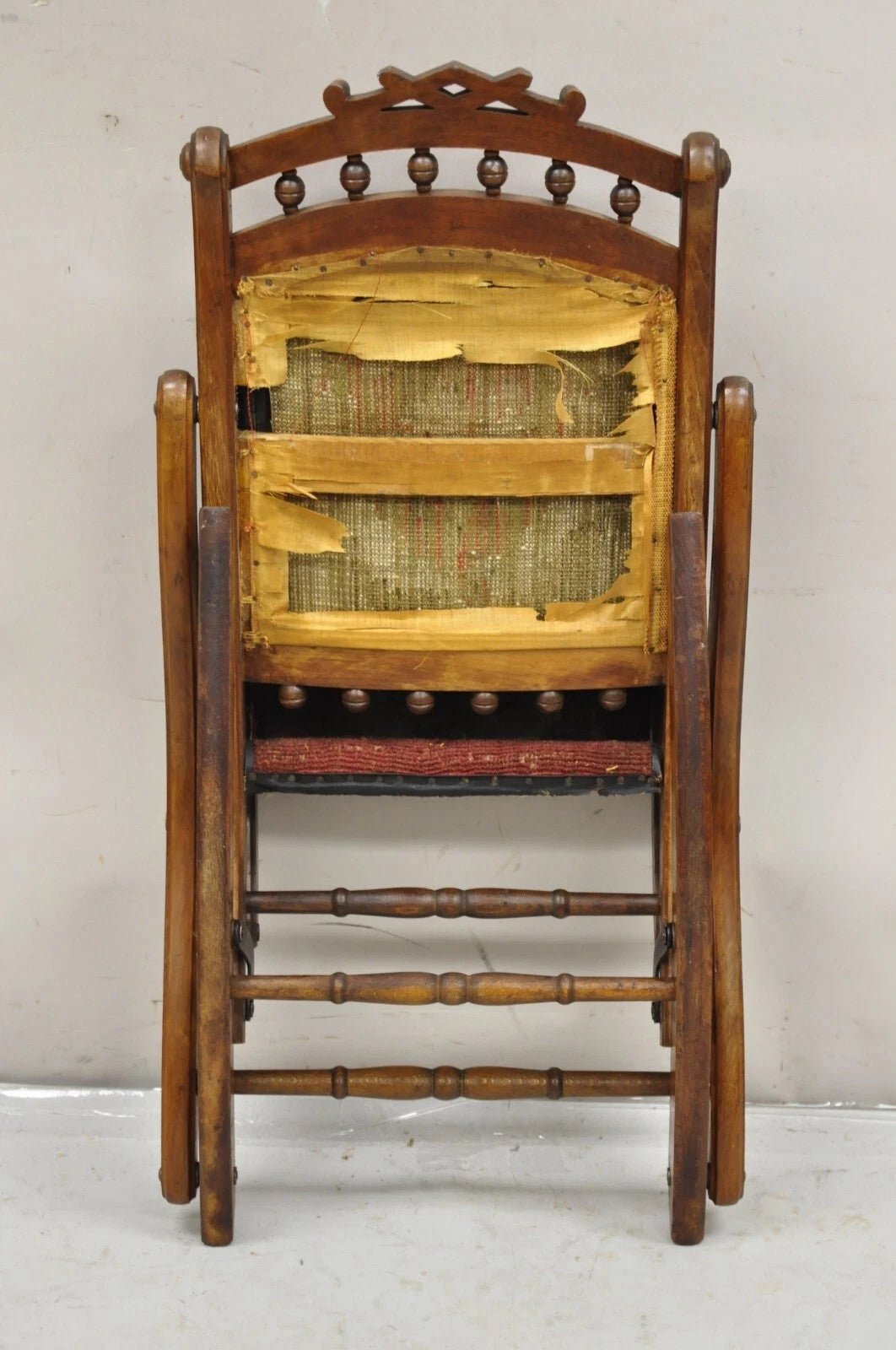 Antique Eastlake Victorian Walnut Small Child's Folding Rocker Rocking Chair