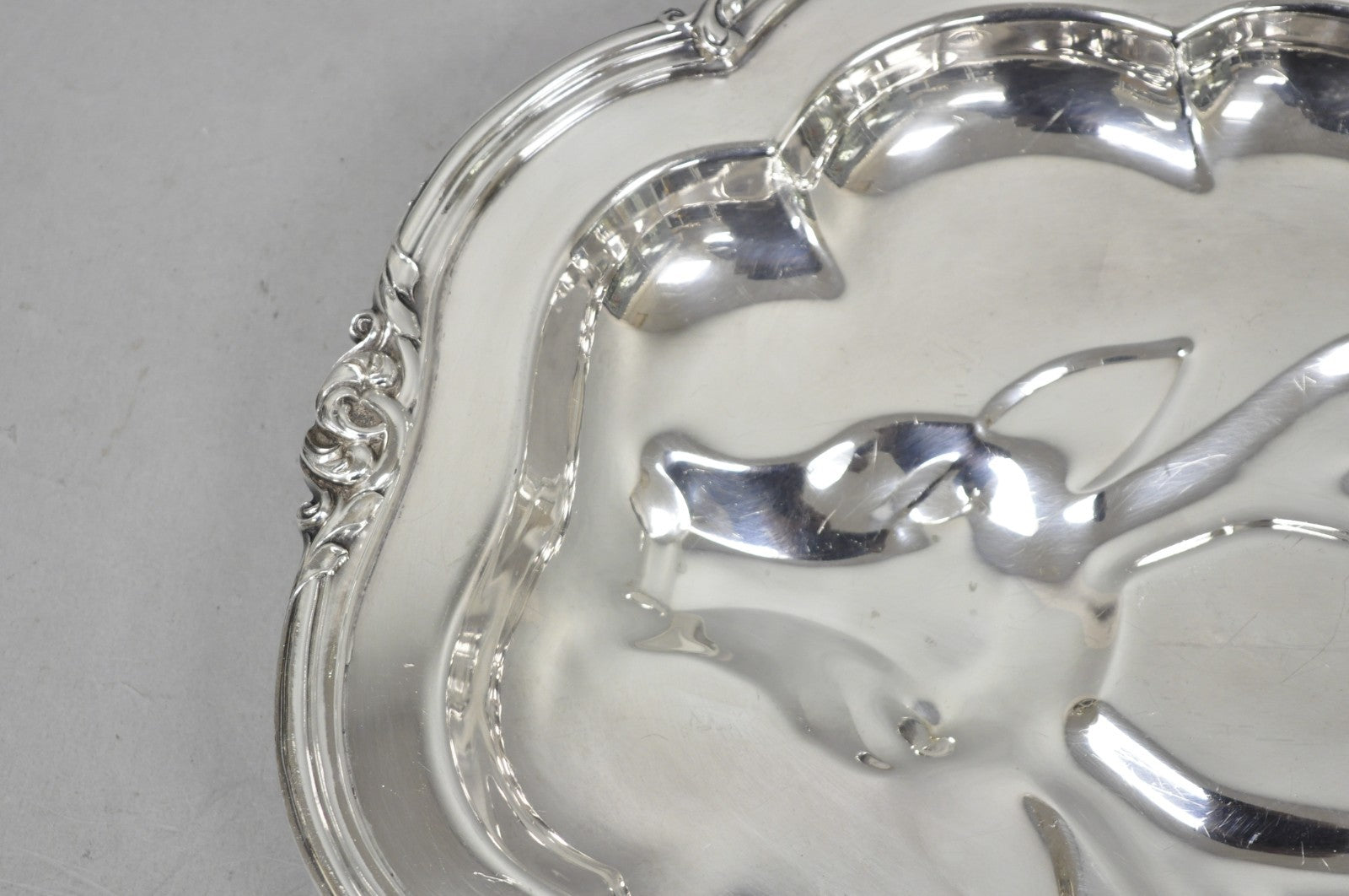 Vintage Silver Plated Scalloped Oval "Stag/Deer" Meat Serving Platter Tray