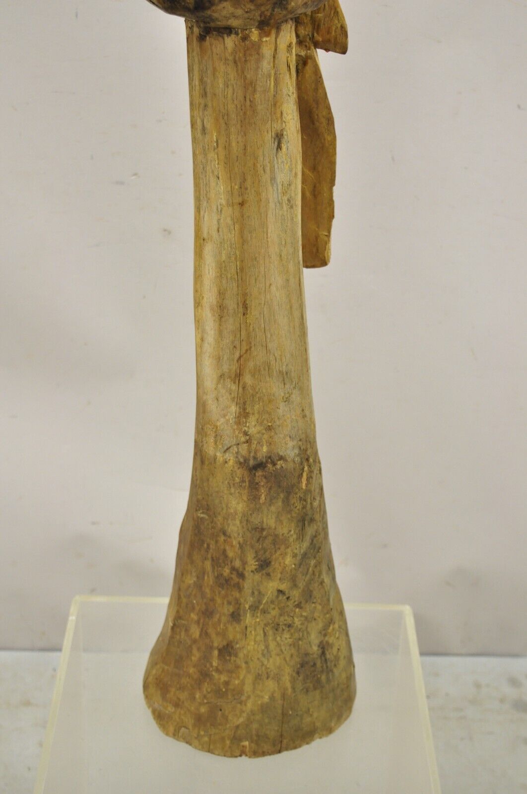 Large 46" Vintage Carved Wood Perched Parrot Bird Statue Sculpture