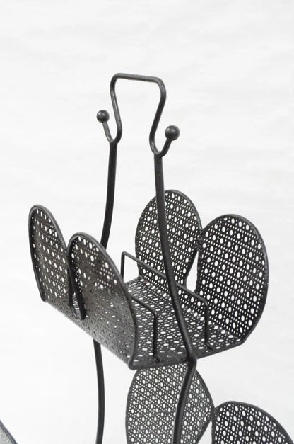 Mathieu Mategot Mid Century Modern Black Hairpin Metal Mesh 2 Tier Magazine Rack