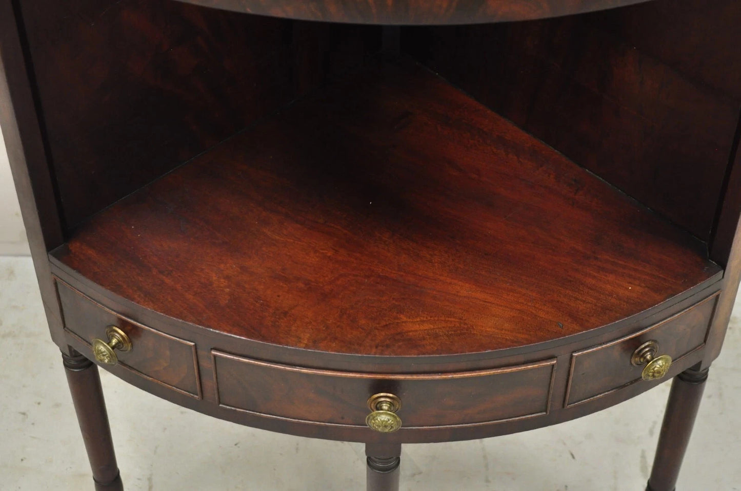 Antique Georgian Mahogany Bathroom Corner Washstand Sink Side Table with Drawer