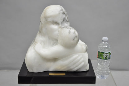 Morton Gaffin "Love, 1988" Modernist Mother & Child White Alabaster Sculpture