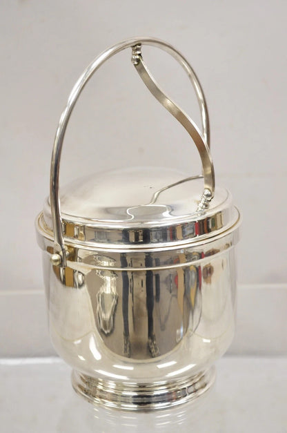 Vintage Wallace Mid Century Modern Silver Plated Glass Lined Hinged Ice Bucket