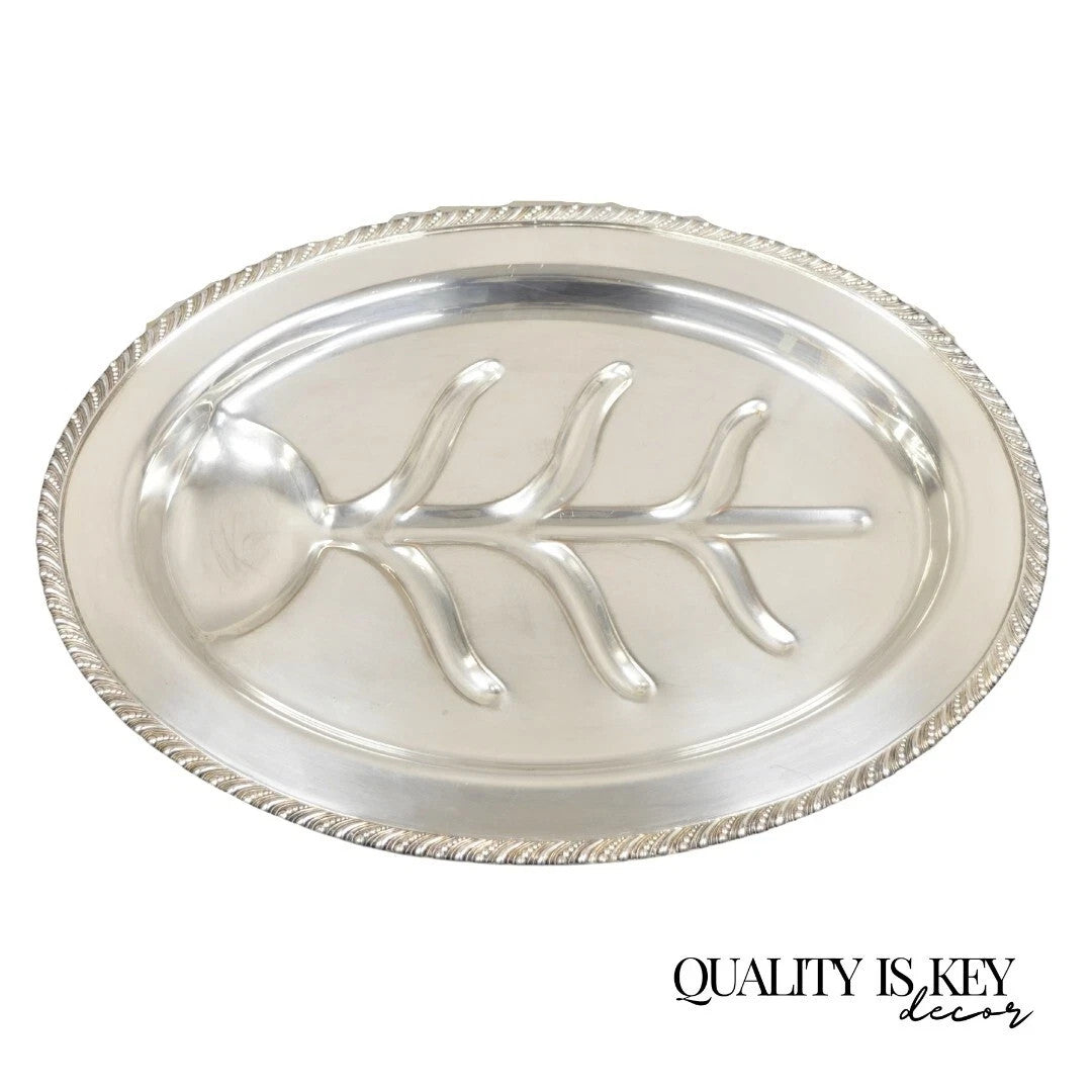 Vintage English Regency Silver Plated Oval Meat Cutlery Serving Platter Tray