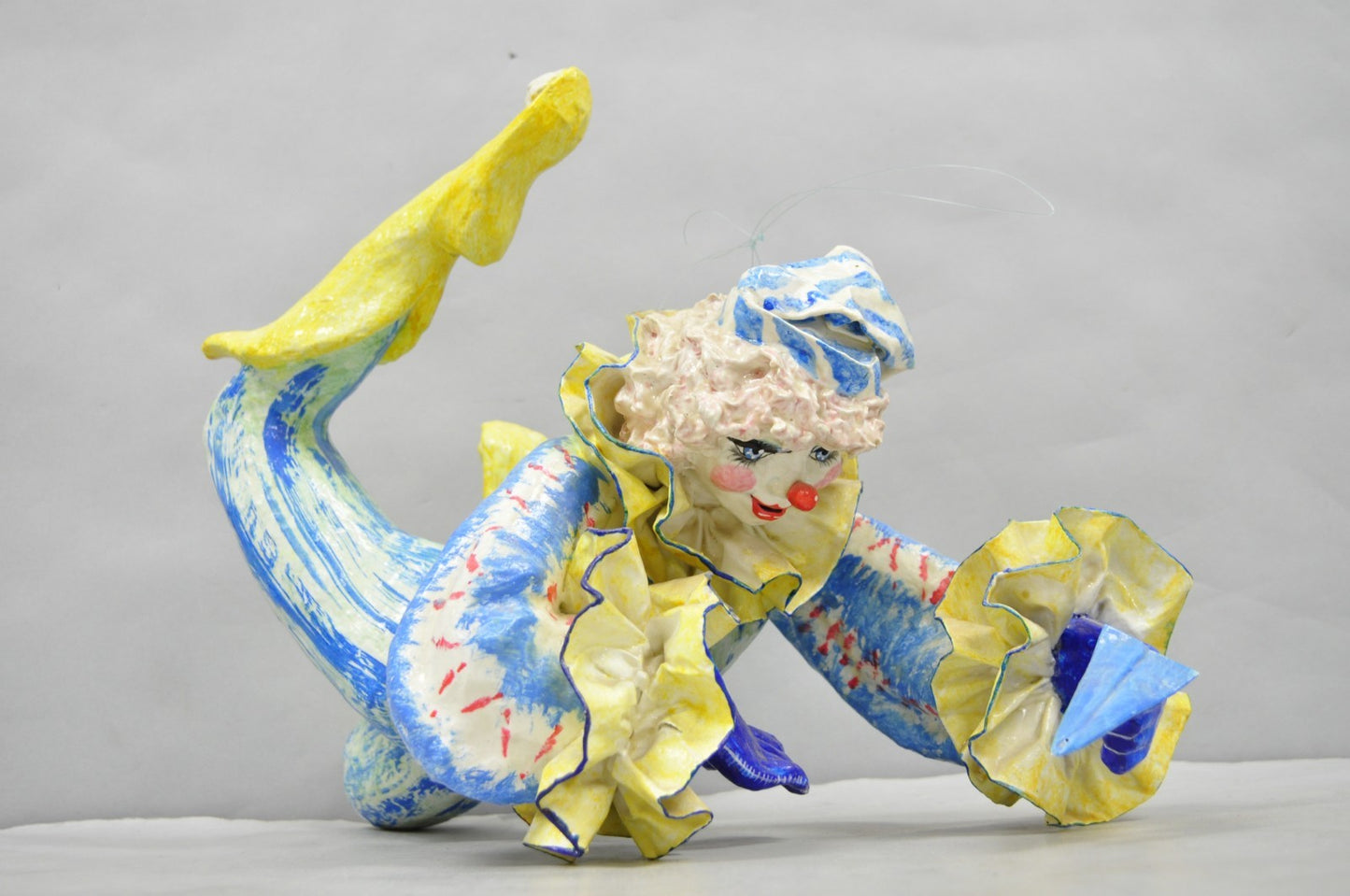 Vintage Jeanne Valentine Style Papier Mache Hanging Acrobat Clown Sculpture
