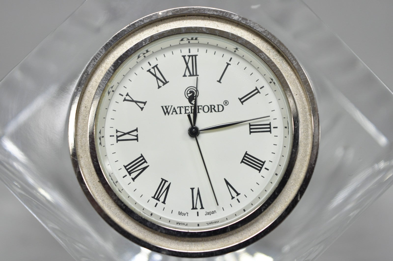 Vintage Waterford Crystal Glass Diamond Shaped Meridian Small Desk Clock