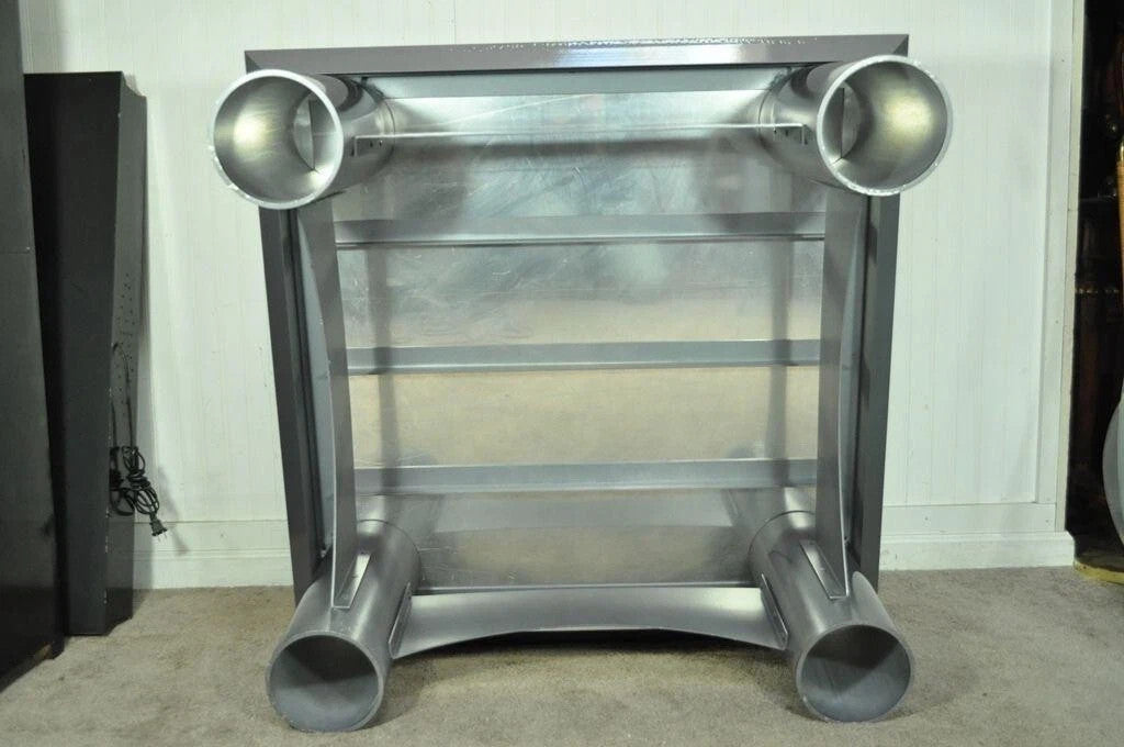 Industrial Modern Large Custom Aluminum Gun Metal 40" Square Coffee Table