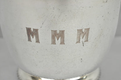 Vintage Art Deco Modern Silver Plated Lidded Bar Ice Bucket w/ "MMM" Monogram