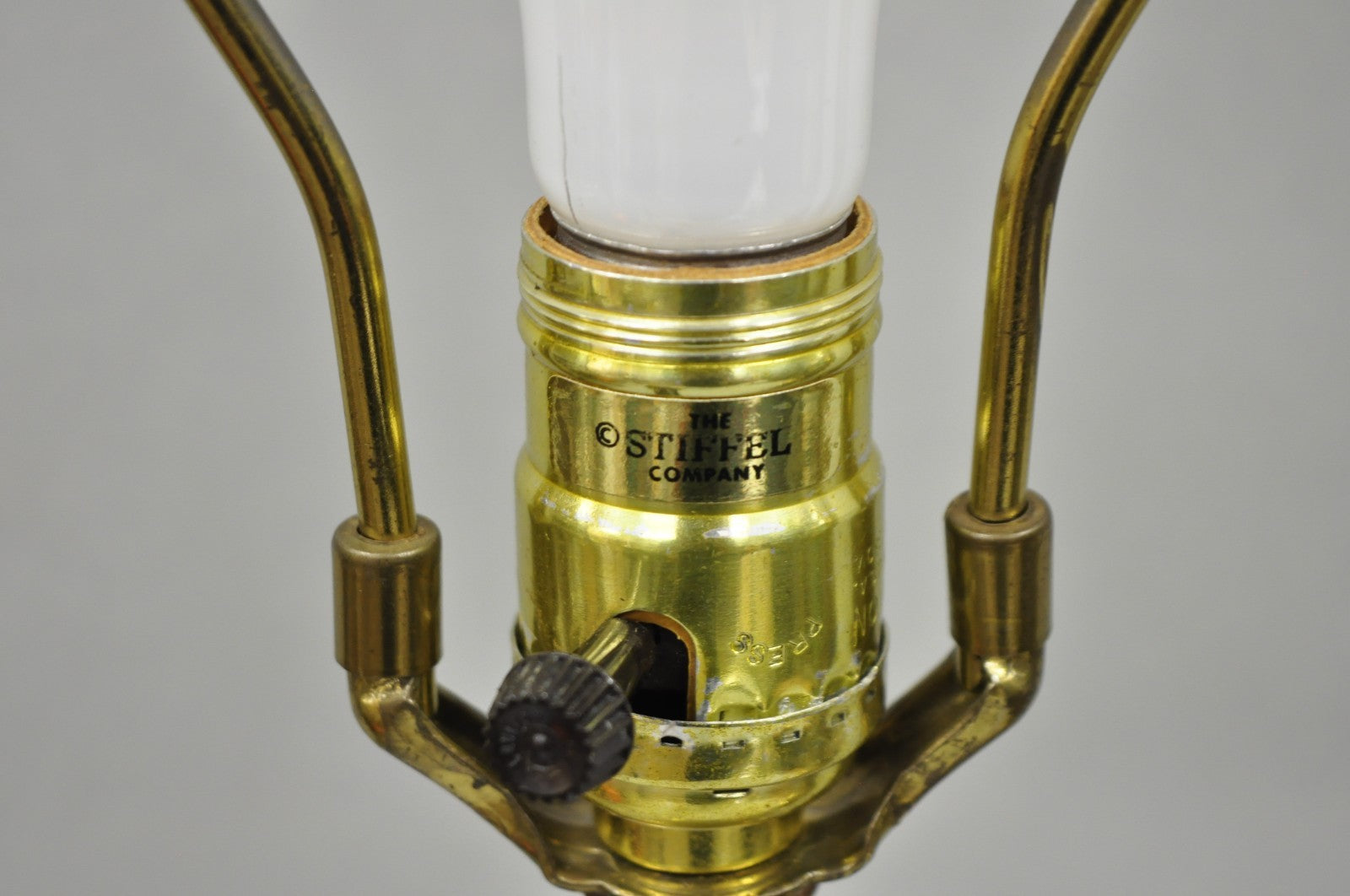 Vintage Stiffel French Neoclassical Style Flame Torch Brass Table Lamps - a Pair