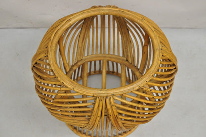Vintage Mid Century Modern Woven Wicker Franco Albini Style Rattan Plant Stand