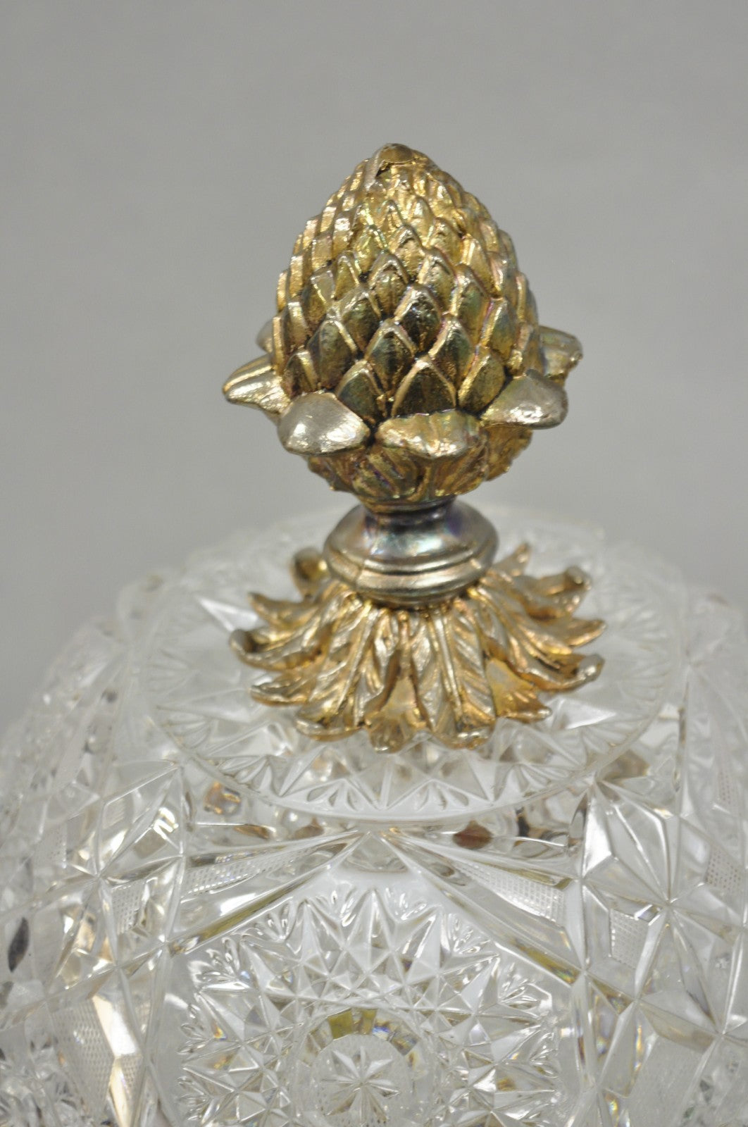 Vintage French Hollywood Regency Gold Cherub Crystal Glass Globe Table Lamp