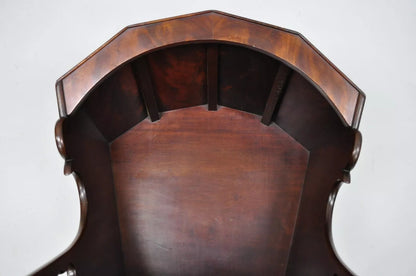 Antique Victorian Dovetailed Crotch Mahogany Wooden Hooded Baby Cradle