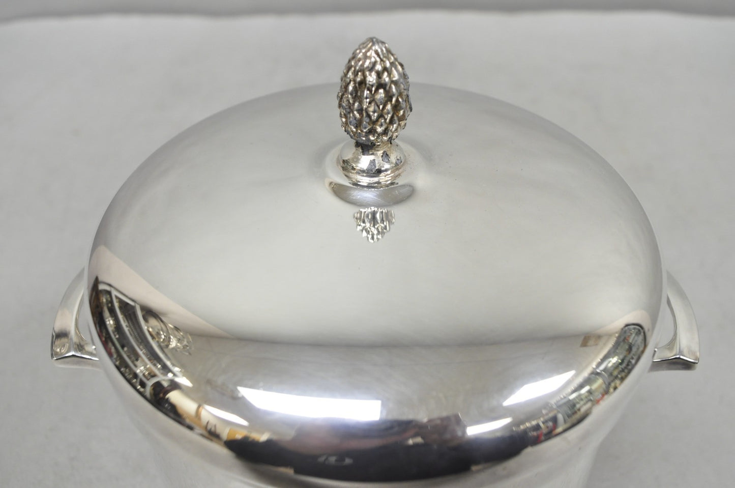 Vintage Sheffield Art Deco Silver Plated Glass Lined Covered Ice Bucket w/ Lid