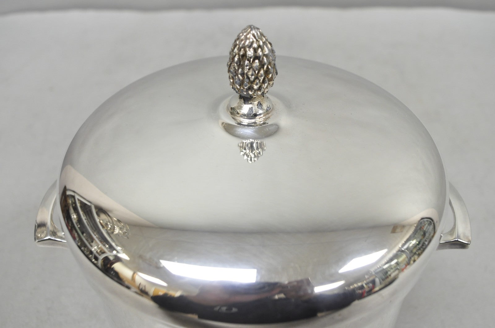 Vintage Sheffield Art Deco Silver Plated Glass Lined Covered Ice Bucket w/ Lid