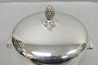 Vintage Sheffield Art Deco Silver Plated Glass Lined Covered Ice Bucket w/ Lid