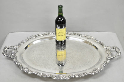 Vintage Poole 400 Lancaster Rose Silver Plated Bar Serving Platter Tray on Feet