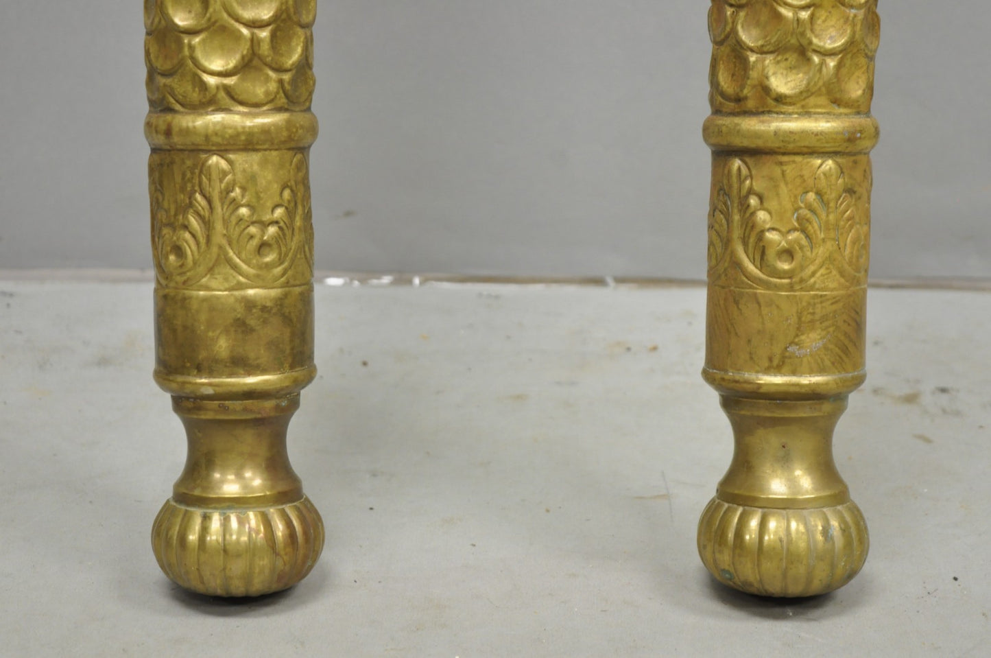 Vintage Italian Regency Neoclassical Large Brass Lion Sconce Door Handles Pair