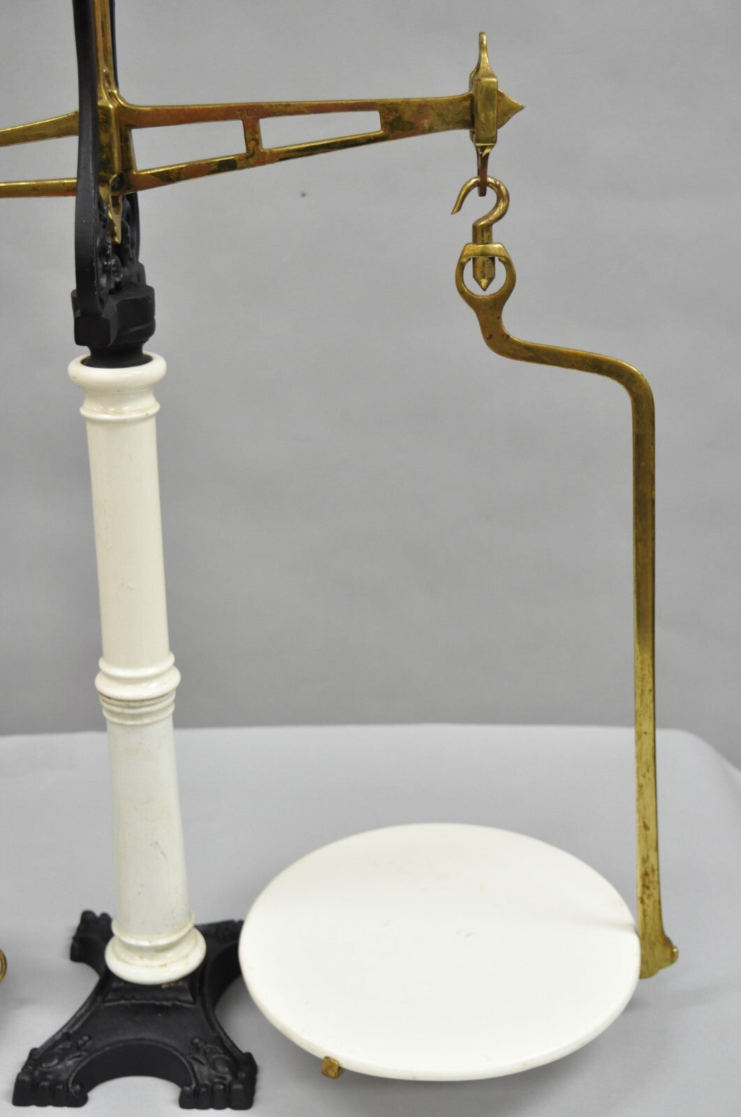 Antique W.& T. Avery English Victorian Brass & Porcelain Balance Beam Scale