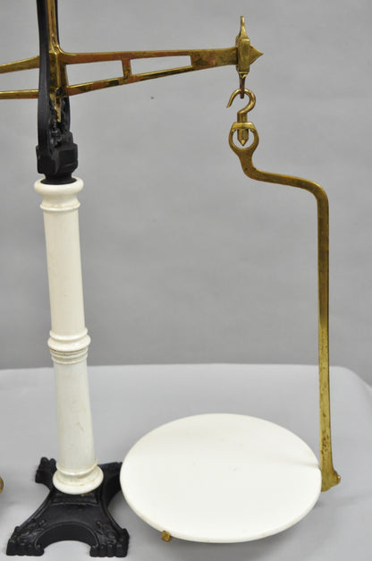 Antique W.& T. Avery English Victorian Brass & Porcelain Balance Beam Scale