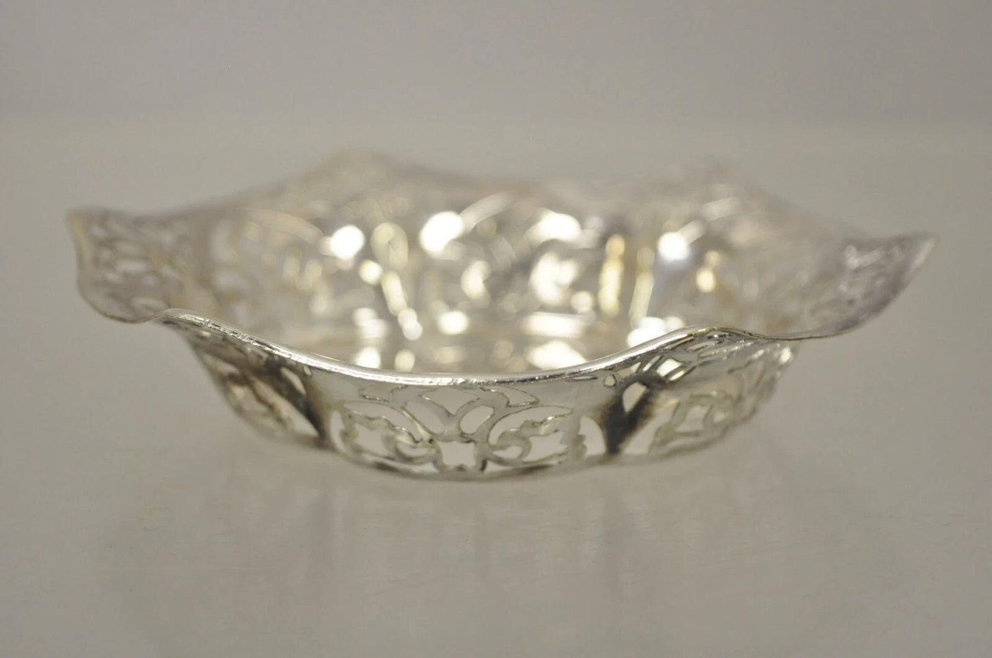 Vintage TBB England Victorian Silver Plated Small Pierced Trinket Nut Dish Bowl