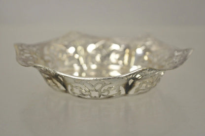 Vintage TBB England Victorian Silver Plated Small Pierced Trinket Nut Dish Bowl