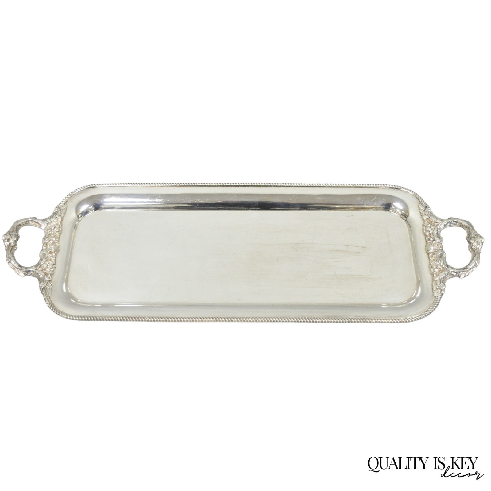 Vintage Barker Ellis English Regency Narrow Silver Plated Serving Dish Bar Tray
