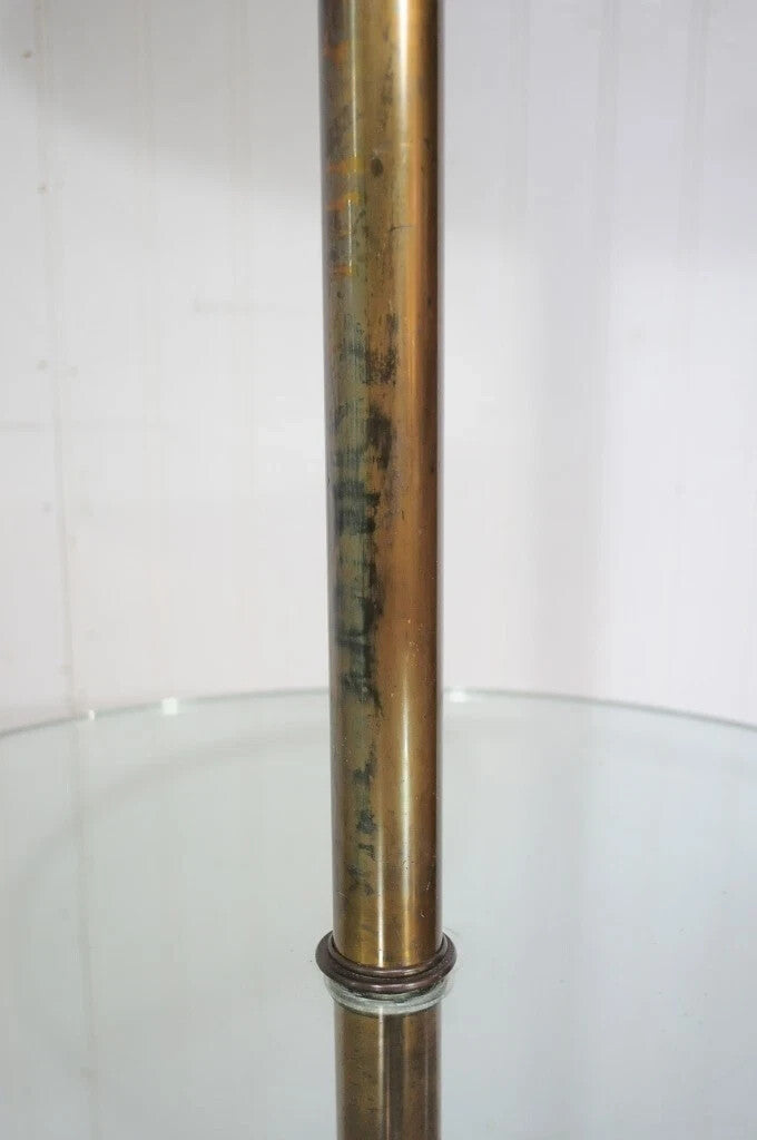 Vintage Queen Anne Style Solid Brass & Glass Occasional Floor Lamp Side Table